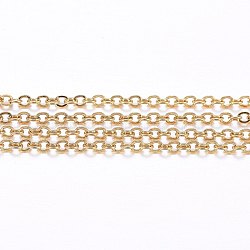 304 Stainless Steel Cable Chains, Soldered, with Spool, Flat Oval, Golden, 1.5x1.2x0.3mm(X-CHS-H020-11G-50M)