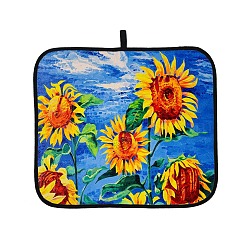 Towel Cloth Dish Drying Mat for Kitchen, with Foam, Rectangle, Sunflower Pattern, 460x590x4.5mm(AJEW-WH0189-80B-02)