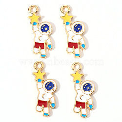 Alloy Enamel Pendants, Spaceman with Star, Light Gold, Colorful, 25x11x2mm, Hole: 2mm(X-ENAM-S121-139)