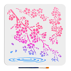 US 1Pc Cherry Blossom Theme PET Hollow Out Drawing Painting Stencils, with 1Pc Art Paint Brushes, for DIY Scrapbook, Photo Album, Flower, 300x300mm(DIY-MA0004-04)