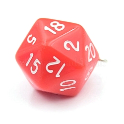 Opaque Acrylic Pendants, 20 Sided Dice Charm, Red, 27x20x20mm(SACR-TAC0009-01E)