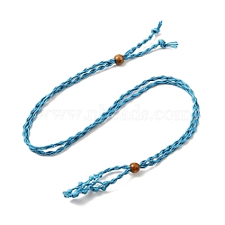 Braided Wax Rope Cord Macrame Pouch Necklace Making, Adjustable Wood Beads Interchangeable Stone Necklace, Deep Sky Blue, 35.43 inch(90cm), 4mm(NJEW-J007-07)