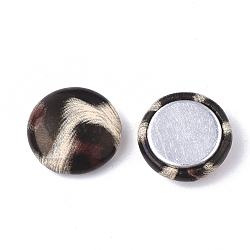 Imitation Leather Cabochons, with Aluminum Bottom, Flat Round, Platinum, Bisque, 15x5mm(X-WOVE-S118-15D)