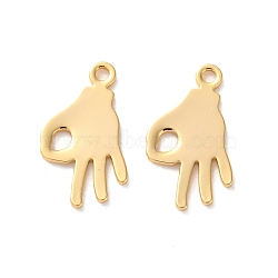 Brass Pendants, Plam, for OK Charms, Real 18K Gold Plated, 17x10x1mm, Hole: 1.2mm(KK-L221-019G)