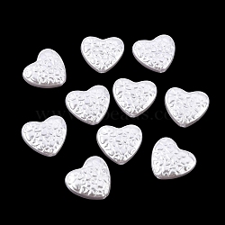 ABS Plastic Imitation Pearl Beads, Patterned Heart, White, 20x22x6.5mm, Hole: 1.8mm, about 290pcs/500g(PL-CBA8DB3-24)