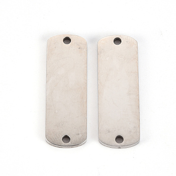 201 Stainless Steel Links Connectors, Laser Cut, Rectangle, Stainless Steel Color, 32x11x2mm, Hole: 2mm