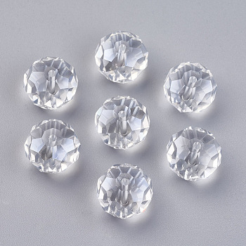 Glass Beads, Pearl Luster Plated, Crystal Suncatcher, Faceted Rondelle, Clear, 16x12mm, Hole: 1mm