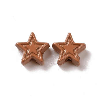 Spray Painted Alloy Beads, Star, Chocolate, 7x7.5x3.2mm, Hole: 1.2mm