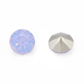 K9 Glass Rhinestone Cabochons, Pointed Back & Back Plated, Faceted, Diamond, Violet, 8x6mm