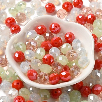 Glass Beads, Faceted, Rondelle, Dark Orange, 10x8mm, Hole: 1mm, about 67pcs/60g