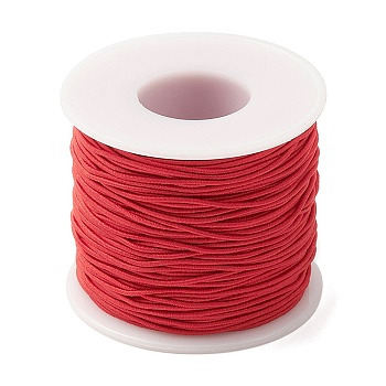Round Polyester Elastic Cord, Adjustable Elastic Cord, with Spool, Red, 1mm, about 49.21 Yards(45m)/Roll