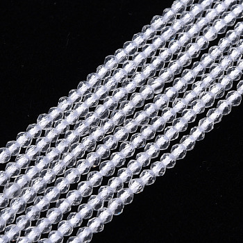 Glass Beads Strands, Faceted, Rondelle, Clear, 2mm, Hole: 0.5mm, about 192~194pcs/strand, 12.99~13.39 inches(33~34cm)