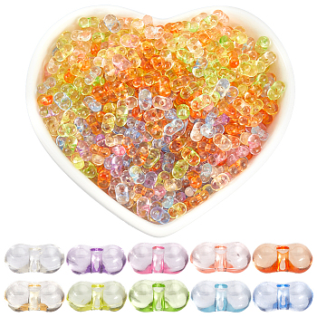 2000Pcs 10 Colors Transparent Acrylic Beads, Peanut, Mixed Color, 4x6.5x3mm, Hole: 1.2mm, 200pcs/color