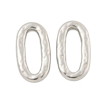 Non-Tarnish 304 Stainless Steel Linking Rings, Textured Oval, Stainless Steel Color, 26x14x3mm, Inner Diameter: 19x6mm