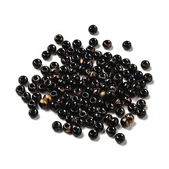 6/0 Opaque Glass Seed Beads, Round Hole, Rondelle, Black, 4~4.5x3~4mm, Hole: 0.8~1.5mm