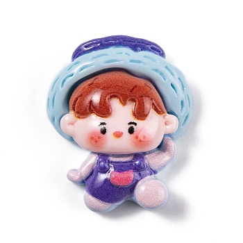 Playing Theme Opaque Resin Decoden Cabochons, Boy, 28.5x23.5x9.5mm