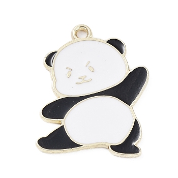 Alloy Enamel Pendants, Panda Charms, Golden, 26x20x1.5mm, Hole: 1.7mm