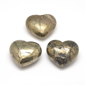 Natural Pyrite Heart Palm Stone, Pocket Stone for Energy Balancing Meditation, 40x45x23mm