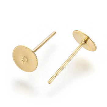 202 Stainless Steel Stud Earring Findings, with 304 Stainless Steel Pins, Real 24k Gold Plated, 12x6mm, Pin: 0.7mm