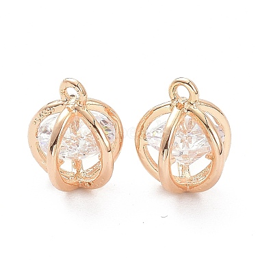 Real 14K Gold Plated Clear Crown Brass+Cubic Zirconia Charms