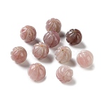 Natural Madagascar Rose Quartz Carved Beads, Round, 13~13.5x12.5~13mm, Hole: 1.2~1.4mm(GG-CBABD99-01B)