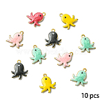 10Pcs 304 Stainless Steel Enamel Charms, Golden, Mixed Color, Octopus, 12.5x10.5x2.5mm, Hole: 1.2mm(STAS-YW0003-43C)