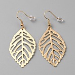 Alloy Long Dangle Earrings for Woman, Light Gold, Leaf, 60x26mm(EJEW-WH0001-53C)
