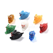 Handmade Lampwork Beads, Rabbit, Mixed Color, 20~21x8~11x10~12mm, Hole: 2mm(LAMP-I024-06)