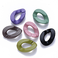 Opaque Spray Painted Acrylic Linking Rings, Quick Link Connectors, for Curb Chains Making, Twist, Mixed Color, 30x21x6mm, Inner Diameter: 16x8mm(OACR-S036-001B-I-1)