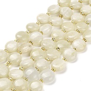 Natural Moonstone Beads Strands, with Seed Beads, Flat Round, 10~10.5x4~5mm, Hole: 0.8mm, about 32pcs/strand, 15.47''(39.3cm)(G-H005-B08-01)