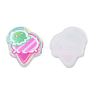 Transparent Printed Acrylic Cabochons, Ice Cream, Hot Pink, 25x21x2.5mm(TACR-N016-33)