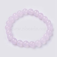 Natural Jade Beaded Stretch Bracelet, Dyed, Round, Lilac, 2 inch(5cm), Beads: 8mm, about 22pcs/strand(BJEW-P213-24-8mm)