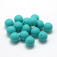 Food Grade Eco-Friendly Silicone Focal Beads, Round, Dark Turquoise, 18~20mm, Hole: 2mm(SIL-R008D-06)