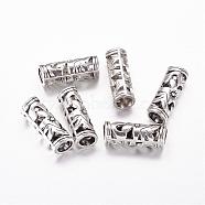 Tibetan Style Hollow Tube Beads, Lead Free and Cadmium Free, Antique Silver, about 23mm long, 8mm wide, hole: 5mm(X-LF10482Y)