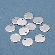 304 Stainless Steel Charms, Stamping Blank Tag, Flat Round, Silver, 12x1mm, Hole: 1.2mm(STAS-H436-66S-12mm)
