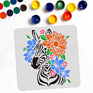 PET Hollow Out Drawing Painting Stencils, for DIY Scrapbook, Photo Album, Zebra Pattern, 300x300mm(DIY-WH0402-005)
