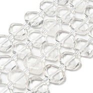 Natural Quartz Crystal Beads Strands, Rock Crystal Beads with Seed Beads, Faceted Hexagon, 12.5~13x15.5~16x6~6.5mm, Hole: 1.2mm, about 24pcs/strand, 15.20 inch(38.6cm)(G-G072-A01-01)
