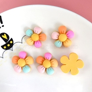 Opaque Resin Cabochons, for Hair Accessories, Flower, Yellow, 21mm(OHAR-PW0001-497B)