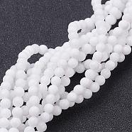 Natural White Jade Beads Strands, Dyed & Heated, Round, White, 4mm, Hole: 0.8mm, 15 inch~16 inch(GSR4mmC067)