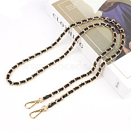 Imitation Leather & Alloy Chain Bag Strap, with Swivel Clasps, for Bag Replacement Accessories, Black, 123x0.8x0.45cm(PURS-PW0001-243B)