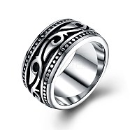 Men's Stainless Steel Finger Rings, Wide Band Ring, Antique Silver, US Size 11(20.6mm)(RJEW-BB29955-11)