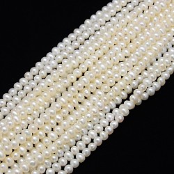 Natural Cultured Freshwater Pearl Beads Strands, Potato, Creamy White, 4~5mm, Hole: 0.6~0.8mm, about 90pcs/strand, 14.96 inch~15.74 inch(PEAR-L001-F-13)