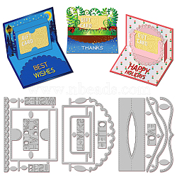 Greeting Card Carbon Steel Cutting Dies Stencils, for DIY Scrapbooking, Photo Album, Decorative Embossing Paper Card, Rectangle, 148x105~109x0.8mm, 3pcs/set(DIY-WH0309-1897)