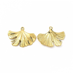 Ion Plating(IP) 304 Stainless Steel Pendants, Ginkgo Leaf Charm, Real 18K Gold Plated, 22.5x30x2mm, Hole: 1.4mm(X-STAS-F290-10G)