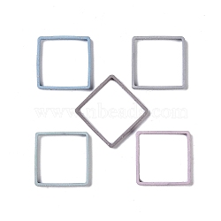 Spray Painted Brass Linking Rings, Square, Mixed Color, 18.5x18.5x2mm(KK-R156-04)