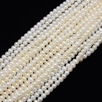 Natural Cultured Freshwater Pearl Beads Strands, Potato, Creamy White, 4~5mm, Hole: 0.6~0.8mm, about 90pcs/strand, 14.96 inch~15.74 inch