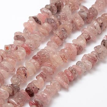 Natural Strawberry Quartz Beads Strands, Nuggets, 8~20x4~5mm, Hole: 1mm, 15.3 inch(39cm)
