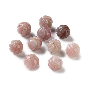 Natural Madagascar Rose Quartz Carved Beads, Round, 13~13.5x12.5~13mm, Hole: 1.2~1.4mm