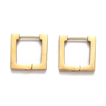 304 Stainless Steel Square Huggie Hoop Earrings, Golden, 14x14.5x3mm, Pin: 1mm
