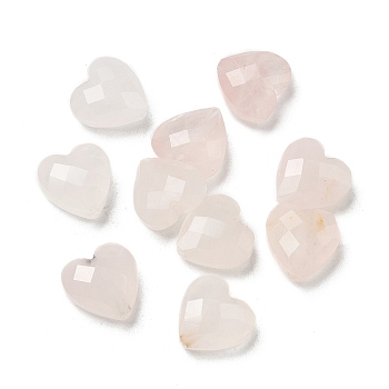 Natural Rose Quartz Beads, Faceted, Heart, 8x8x4.5mm, Hole: 1mm